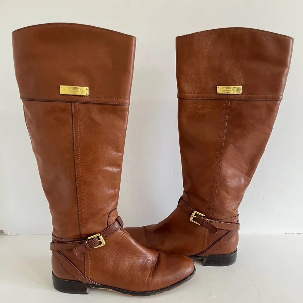 Coach Micha Leather Riding Boots Brown Size 8B